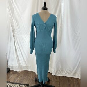 Dusty Blue form fitting sweater dress